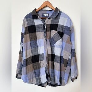 Maurices Casual Plaid Shirt in Blue, Black, and Brown 2X